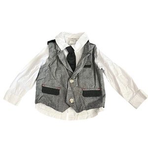 Miniclasix Handsome Gentleman Baby Boy Shirt with Vest and Tie 18-mos.